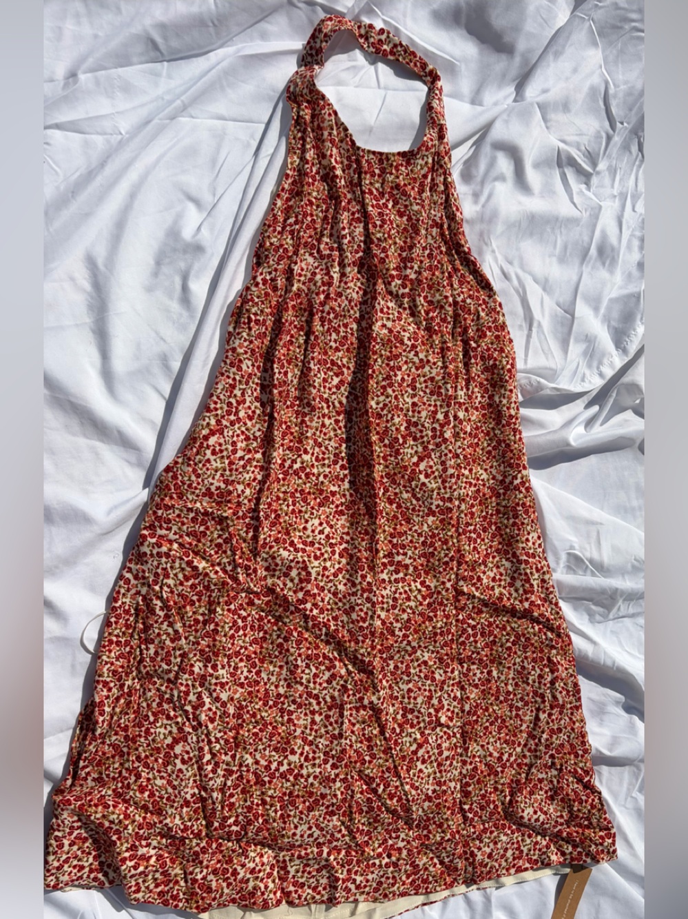 Reformation Avielle Dress - Backless Halter Mini Dress in Rose Floral - Picture 6 of 7